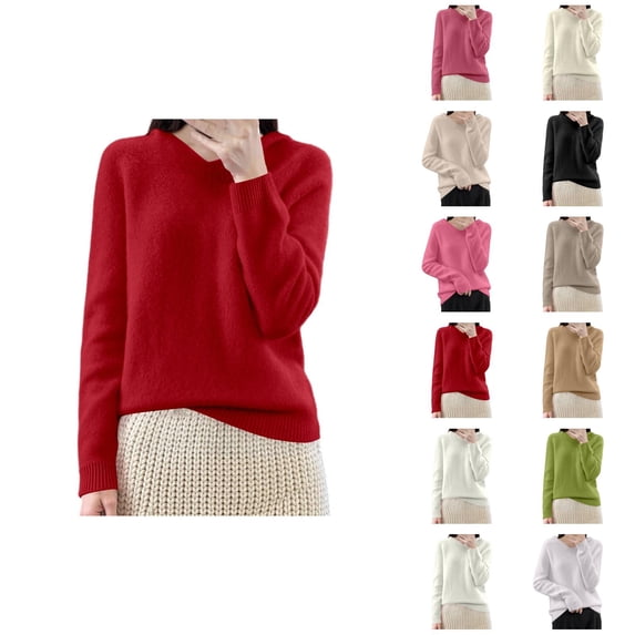 Pullover Sweaters for Women 2025 Long Sleeve V Neck Loose Plain Knitted Hooded Sweater Tops Fall Winter Outfits