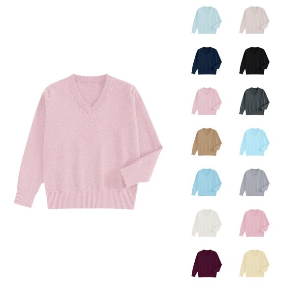 Pullover Sweaters for Women 2025 Long Sleeve V Neck Plain Basic Knitted Sweater Jumper Tops Fall Winter Outfits