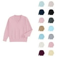 thumbnail image 1 of Pullover Sweaters for Women 2025 Long Sleeve V Neck Plain Basic Knitted Sweater Jumper Tops Fall Winter Outfits, 1 of 4