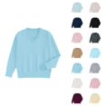 thumbnail image 1 of Pullover Sweaters for Women 2025 Long Sleeve V Neck Plain Basic Knitted Sweater Jumper Tops Fall Winter Outfits, 1 of 4