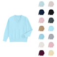 thumbnail image 1 of Pullover Sweaters for Women 2025 Long Sleeve V Neck Plain Basic Knitted Sweater Jumper Tops Fall Winter Outfits, 1 of 4