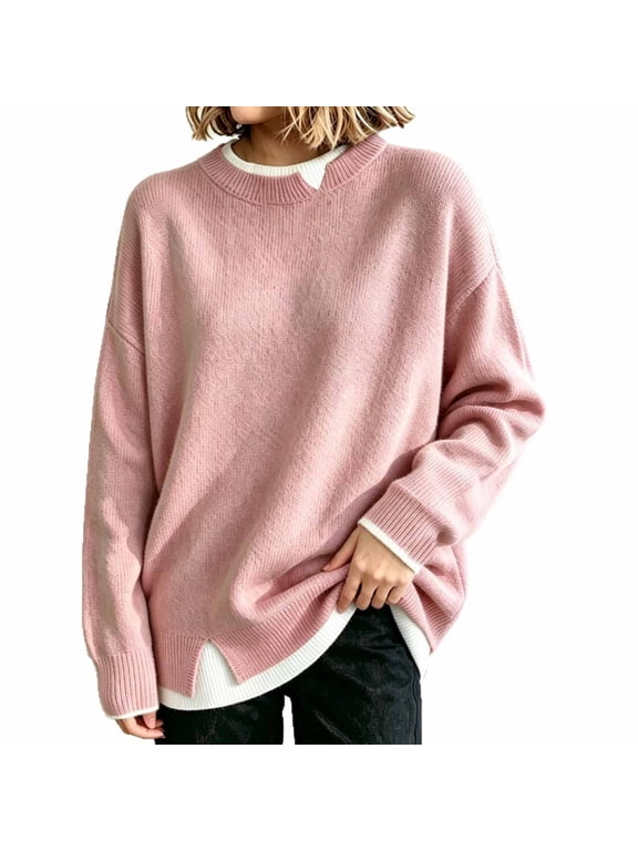 Pullover Sweaters for Women Clearance Womens Clothing Casual Tops Lightweight Sweater Cable Workout Knit Crew Neck