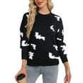 thumbnail image 1 of Pullover Sweaters for Women Cute Halloween Bat Crew Neck Casual Long Sleeve Knitted Sweater Alsol Lamesa, 1 of 6
