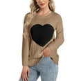 thumbnail image 1 of Pullover Sweaters for Women Cute Heart Print Valentines Day Cable Knitted Sweaters Crewneck Fall Winter Warm Long Sleeve Jumper Tops Alsol Lamesa, 1 of 6