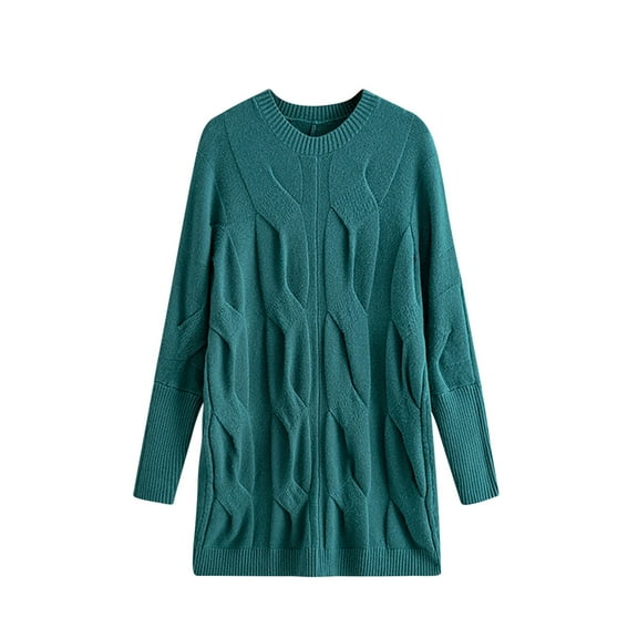 Pullover Sweaters for Women Dress Solid Color Long Sleeve Round Neck Fashion Hoodless Sweaters Dresses
