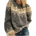 thumbnail image 1 of Pullover Sweaters for Women Fair Isle Casual Crewneck Retro Ugly Sweater Chrismas Halloween Long Sleeve Fall Knitted Sweaters Alsol Lamesa, 1 of 3