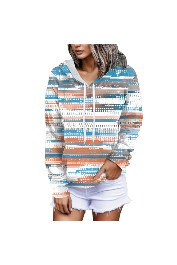 Pullover Sweaters for Women Fall Winter Comfy Hooded Long Sleeve Puff Cold Shoulder Hoody Gradient Print Leisure Polyester Tops Hoodies(White,XXL)