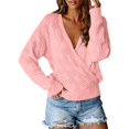 thumbnail image 1 of Pullover Sweaters for Women V Neck Solid Color Hollow Out Knit Long Sleeve Autumn Winter Shirt Sweater Tops, 1 of 4