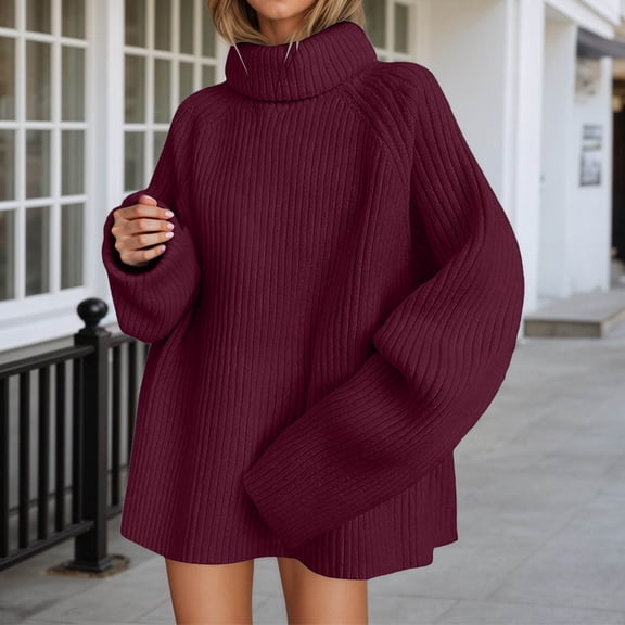 Pullover Sweaters for Women Winter Knit Turtleneck Pullover Sweater Soft Warm Casual Oversized Top for Cold Weather Comfort