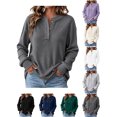 thumbnail image 1 of Pullover Sweaters for Women Zaewscy Women's Henley Neck Button Ribbed Knit Long Sleeve Loose Pullover Sweater Dark Gray XXXL, 1 of 8