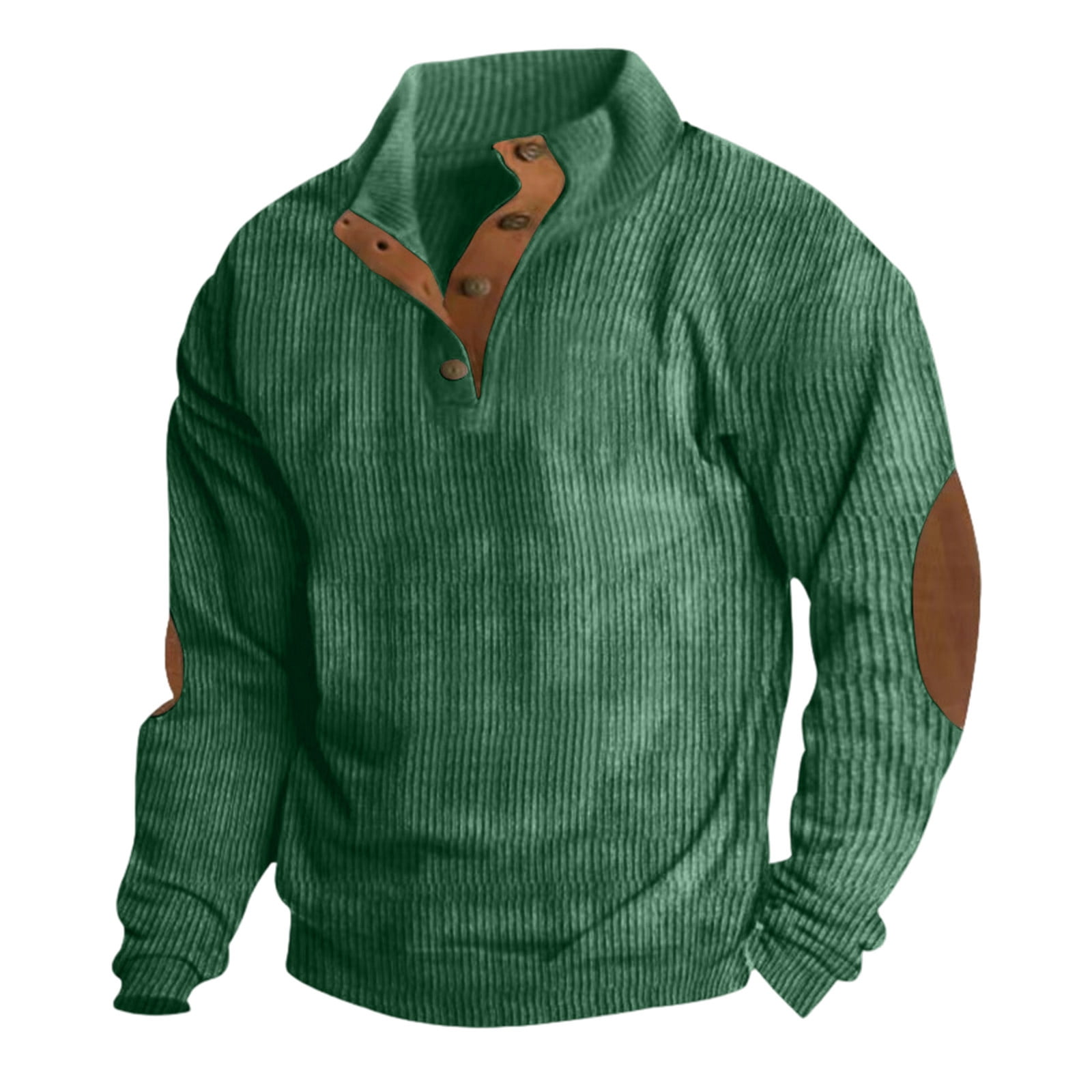 Pullover Sweatshirt for Men Combines Corduroy Texture Stand Collar ...