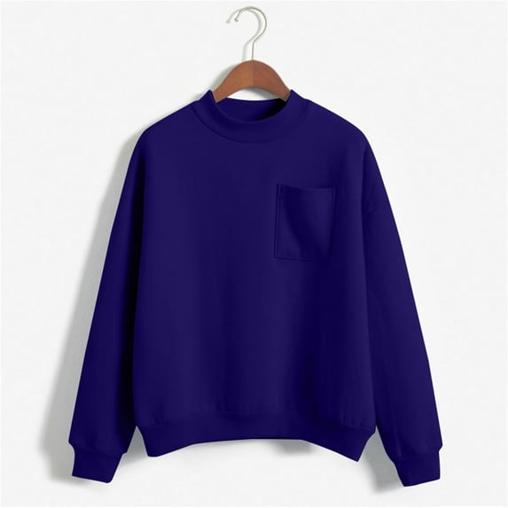 Pullover Sweatshirts for Women Mock Neck Soft Comfy Sweatshirt Plus Size Fall Sweater with Pocket Long Sleeve Fashion Solid Color Loose Casual Pullover Sweatshirts Oversized Fall Tops Trendy Clothes