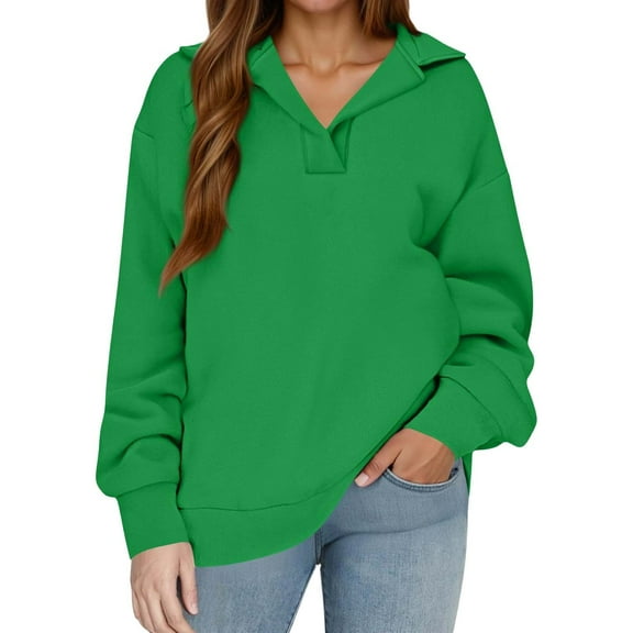 Pullover Sweatshirts for Women, Yigetop Womens Oversized Solid Color Sweatshirts Pullover Women's Loose Casual Sweatshirts Oversized Sweatshirt for Women Green 3XL