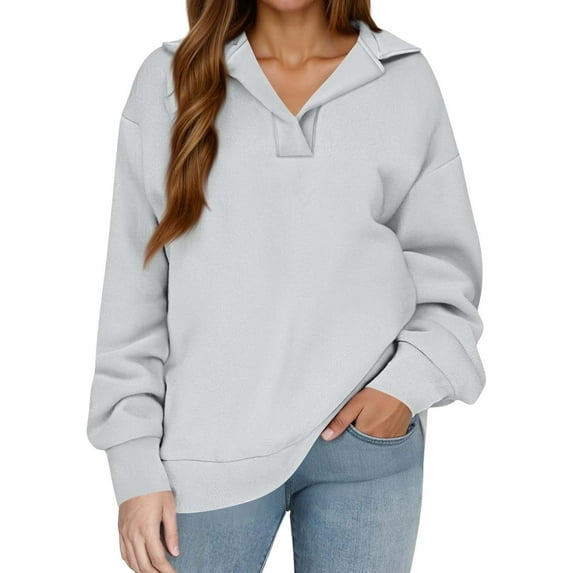 Pullover Sweatshirts for Women, Yigetop Womens Oversized Solid Color Sweatshirts Pullover Women's Loose Casual Sweatshirts Oversized Sweatshirt for Women Grey 3XL