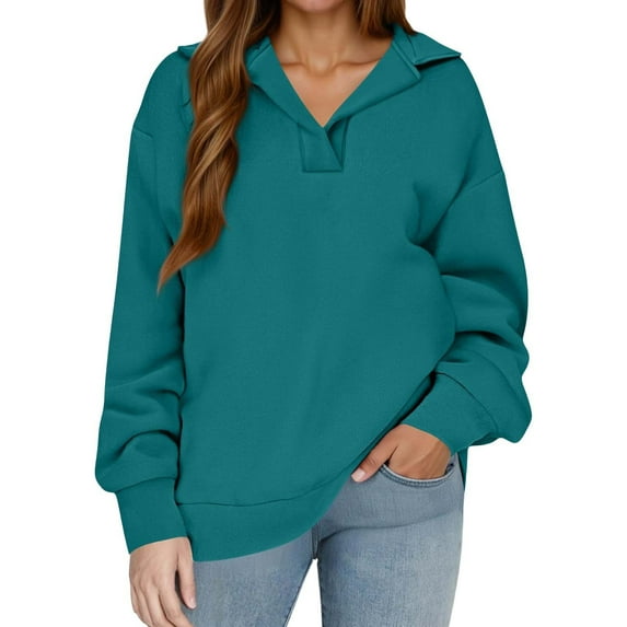 Pullover Sweatshirts for Women, Yigetop Womens Oversized Solid Color Sweatshirts Pullover Women's Loose Casual Sweatshirts Oversized Sweatshirt for Women Navy 2XL