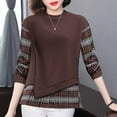 thumbnail image 1 of Pullover Sweatshirts for Women, Womens Plaid Patchwork Sweatshirt Long Sleeve Loose Fit Crewneck Fall Pullover s Fake Two Piece Sweatshirt, 1 of 4