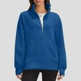 thumbnail image 1 of Pullover Sweatshirts for Women with Half Zipper Front Pocket Fleece Lined Long Sleeve Tops Ladies Casual Solid Loose Basic Sweatshirt, 1 of 8