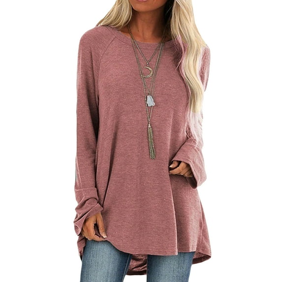 Pullover T Shirts Blouse Tops For Women Baggy Long Sleeve Autumn Winter Fall Clothes Casual Loose Round Neck Tee Shirts