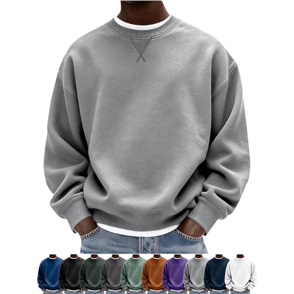 Pullover Tops for Men Crew Neck Long Sleeve Layered Look Loose Fit Everyday Wear