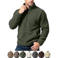 thumbnail image 1 of Pullover Tops for Men Quarter Zip Fleece Mock Neck Long Sleeve Loose Fit Front Pocket Casual Fall Winter Outfits, 1 of 9