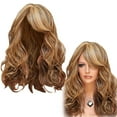 thumbnail image 1 of Pullover Toupee-Women'S Heat Hair Blonde Long Curly Full Wig，Women'S Heat Hair Blonde Long Curly Full Wig, Multi-Color Medium-Long Curly Hair Synthetic Head Cover Brown, Polyester,Spandexschool, 1 of 9