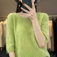 thumbnail image 1 of Pullover Women‘s O-neck Pure Sweater Comfortable and Versatile Women‘s Knitted Thin Short Sleeve T-shirt 100% Wool Sweater Hot, 1 of 5