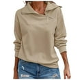thumbnail image 1 of Pullover Women's Stand Up Long Sleeve And 1/4 Neck With Zip Spring Autumn Sweatshirt Tops Top, 1 of 2
