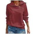 thumbnail image 1 of Pullover Women's Stand Up Long Sleeve And 1/4 Neck With Zip Spring Autumn Sweatshirt Tops Top, 1 of 2