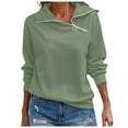 thumbnail image 1 of Pullover Women's Stand Up Long Sleeve And 1/4 Neck With Zip Spring Autumn Sweatshirt Tops Top, 1 of 2