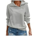 thumbnail image 1 of Pullover Women's Stand Up Long Sleeve And 1/4 Neck With Zip Spring Autumn Sweatshirt Tops Top, 1 of 2