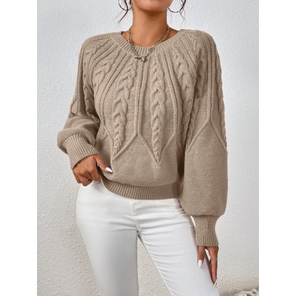 Pullover crew neck knitted sweater cross-border foreign trade long sleeve twist solid color autumn and winter versatile knitted top women
