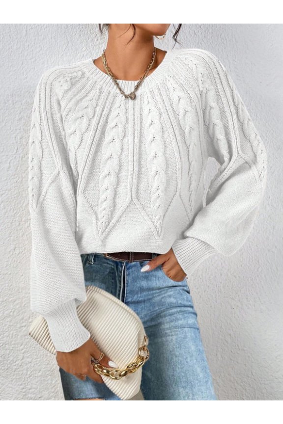 Pullover crew neck knitted sweater cross-border foreign trade long sleeve twist solid color autumn and winter versatile knitted top women