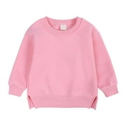 EGZMBLL Pullover for Child Toddler Boys And Girls Sweater Coat Round Neck Small And Medium Children's Pullover Solid Color Top Up to 65% off