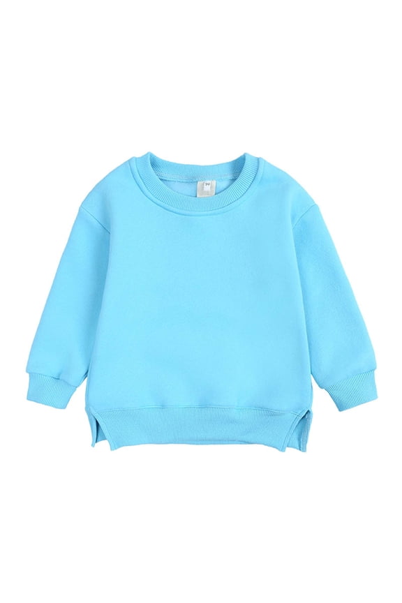 Pullover for Child Toddler Boys And Girls Sweater Coat Round Neck Small And Medium Children's Pullover Solid Color Fleece Top