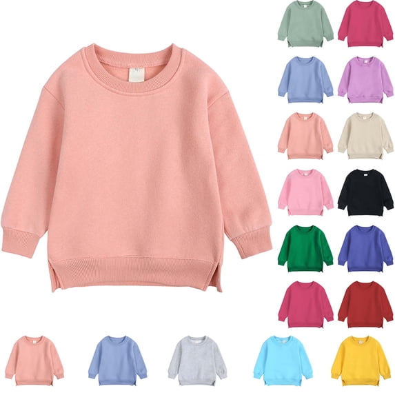 Pullover for Toddler Boys And Girls Sweater Coat Round Neck Small And Medium Pullover Solid Color Fleece Top