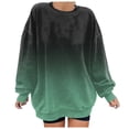 thumbnail image 1 of Pullovers Shirts Ladies Fall Loose Crewneck Long Sleeve Mitten- Cold Shoulder with Pocket Gradient Print Leisure Cotton Tunic Tops Top(Light Green,S), 1 of 5