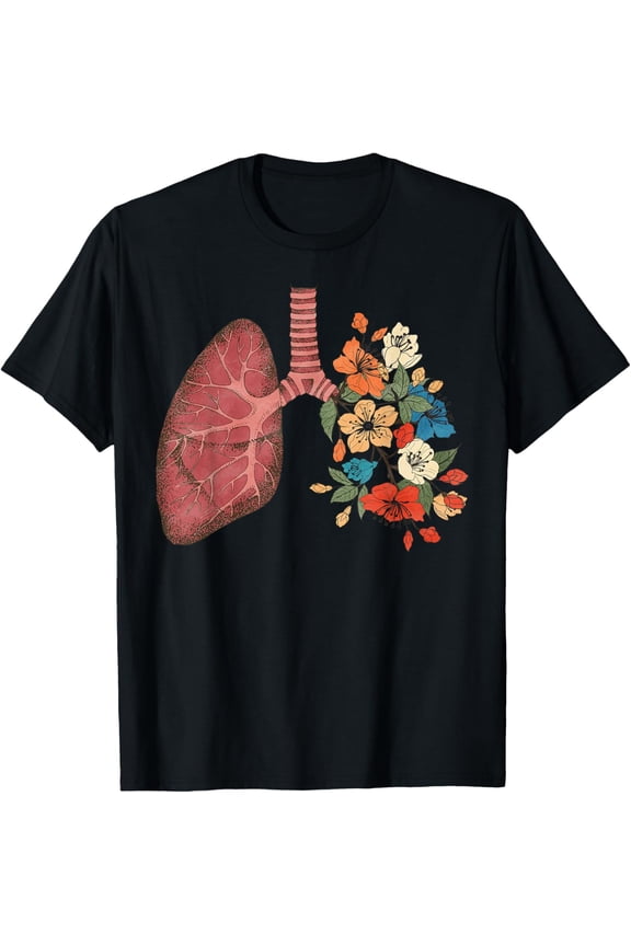 Pulmonologist Floral Lung Anatomy Respiratory Therapist Life T-Shirt