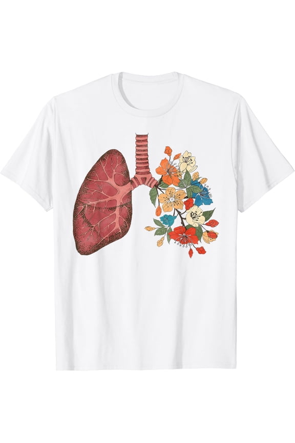 Pulmonologist Floral Lung Anatomy Respiratory Therapist Life T-Shirt