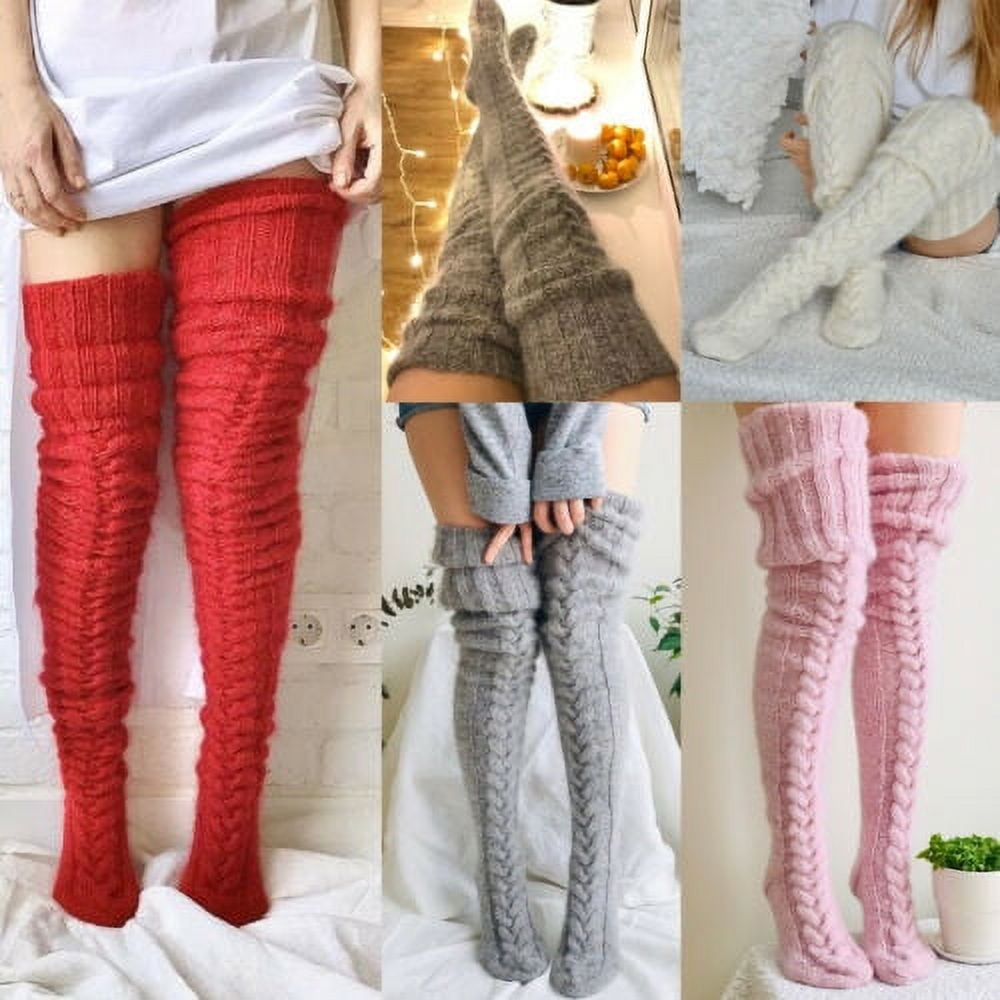 Puloru 100Pcs Warm Thigh High Socks Women Knee Socks Winter Sexy