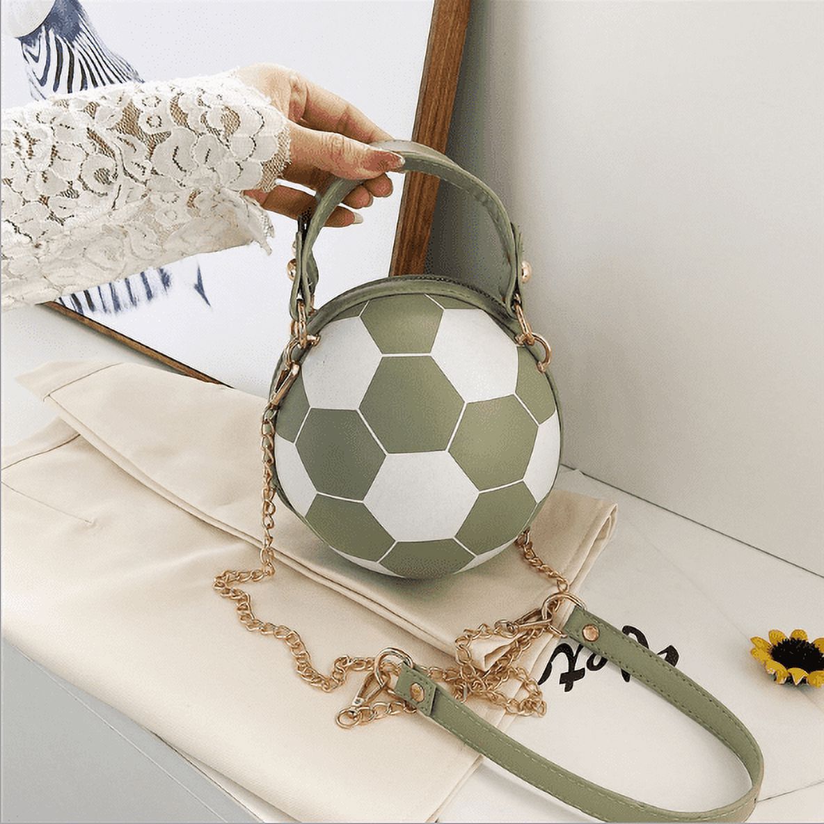 Puloru Basketball Shoulder Bag, Stylish Round Football Shaped 