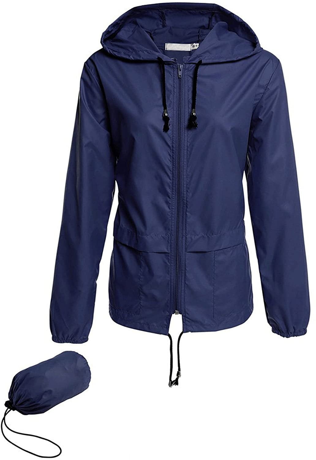 Puloru Foldable rain jacket adjustable drawstring hooded