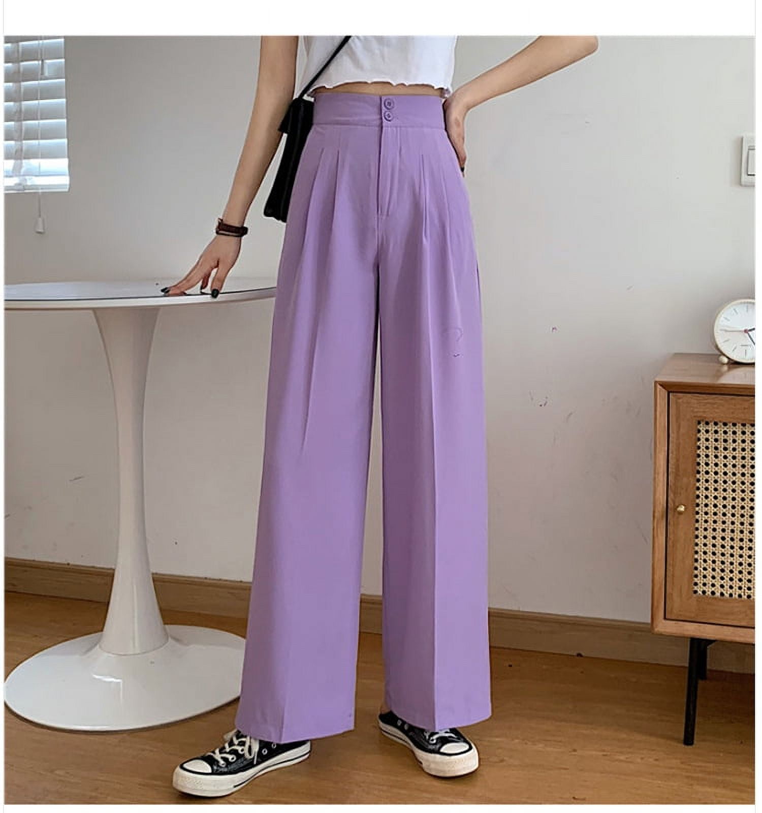 BUIgtTklOP Pants Women Plus Size Silk Wide Leg Pants For Summer Thin High  Waisted Drape Casual Lazy Texture Straight Leg Pants