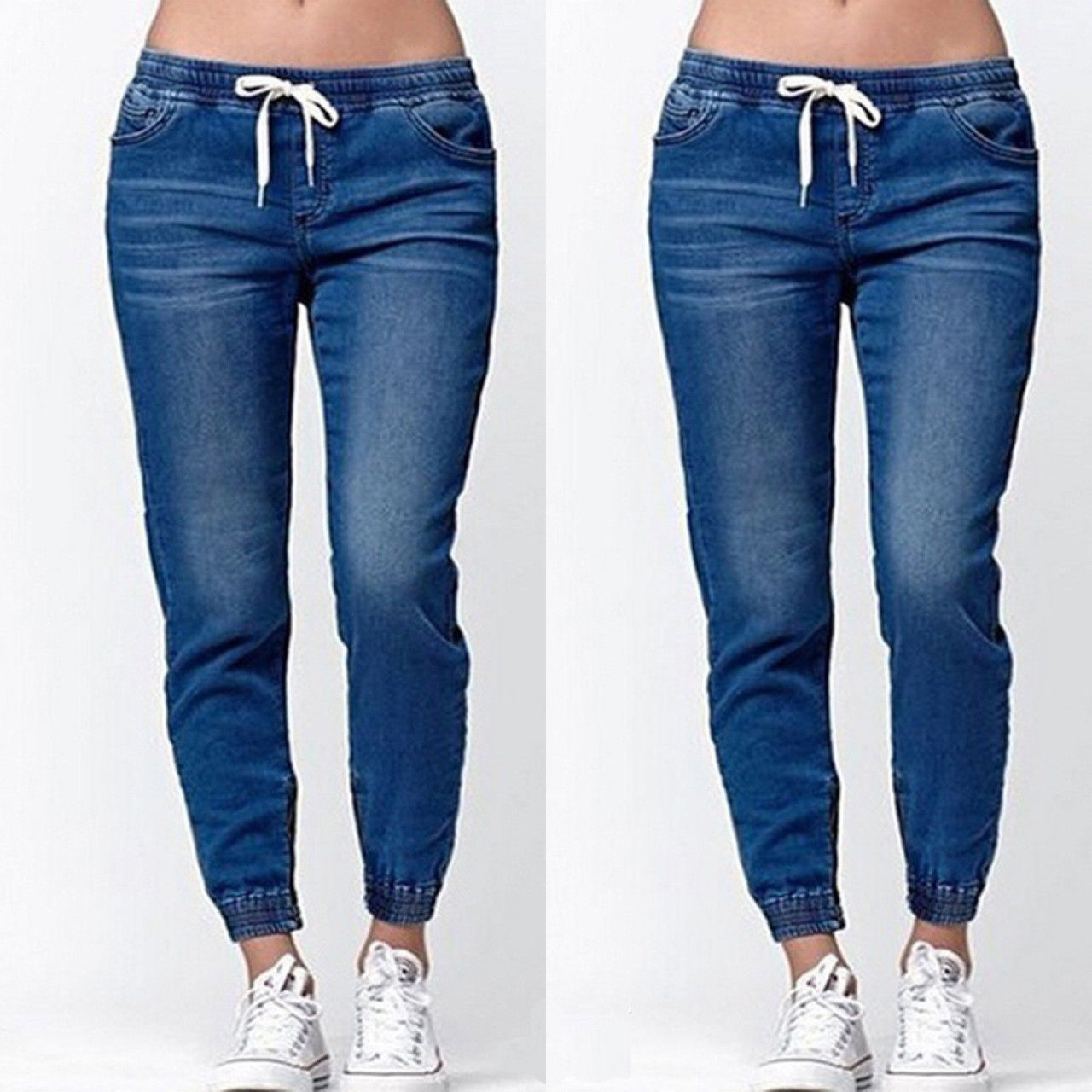 Puloru New Fashion Women Denim Skinny Cut Pencil Pants High Waist Stretch Jeans Trousers Slim drawstring bloomers jeans - image 1 of 5