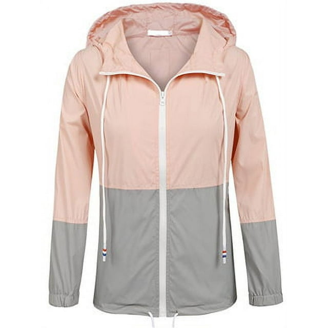 Puloru Womens Waterproof Raincoat Outdoor Hooded Rain Jacket Windbreaker Coat
