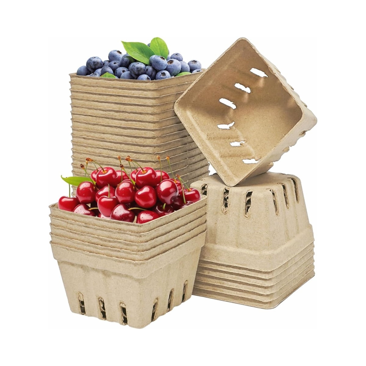 Berry Container Vegetable Storage 60 Pack Pulp Fiber Berry Baskets For ...