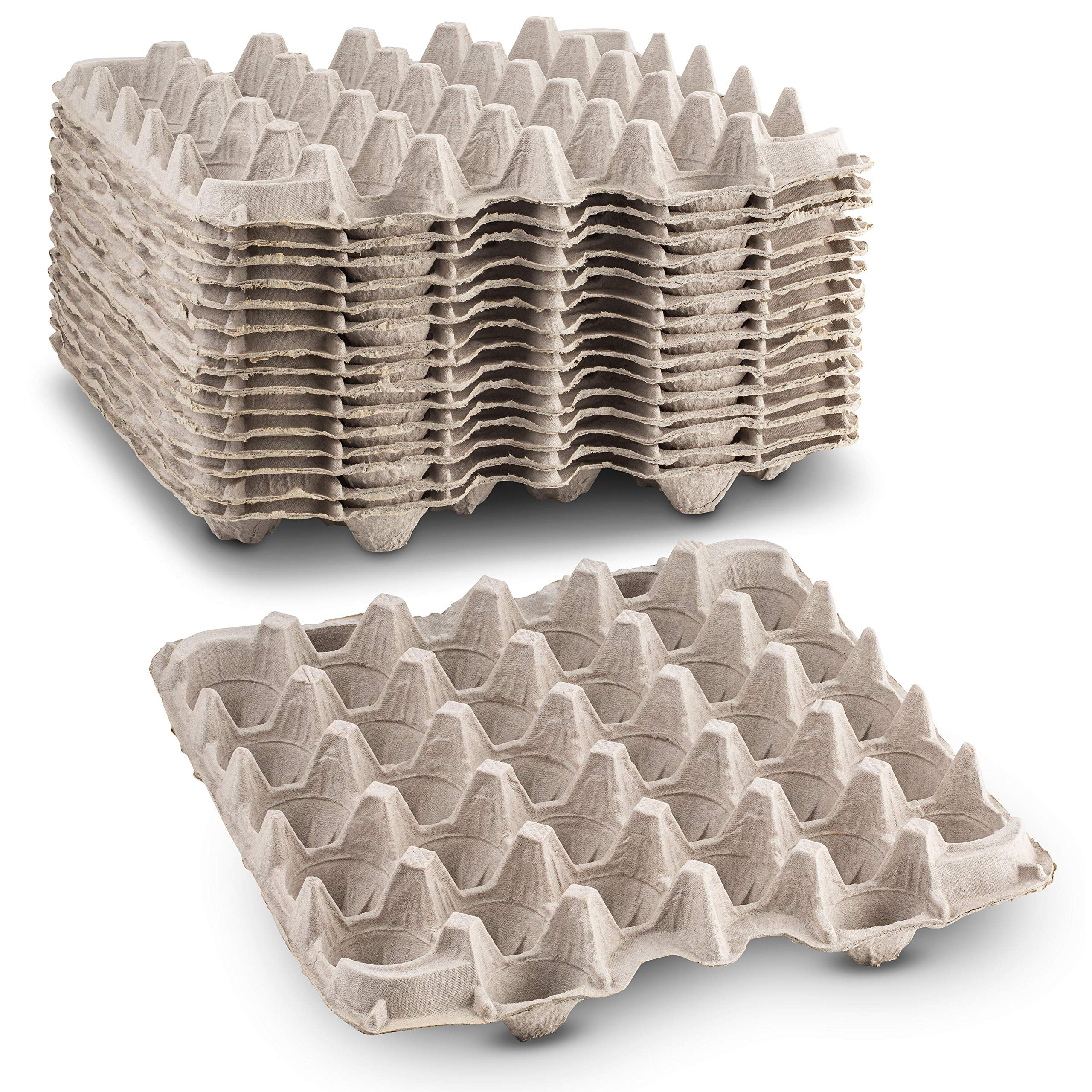Pulp Fiber Egg Carton 30 Eggs, Large Egg Crate for Chicken Farm, Biodegradable Reble Egg Trays, Secure Storage for Duck Eggs, Made in , Gray