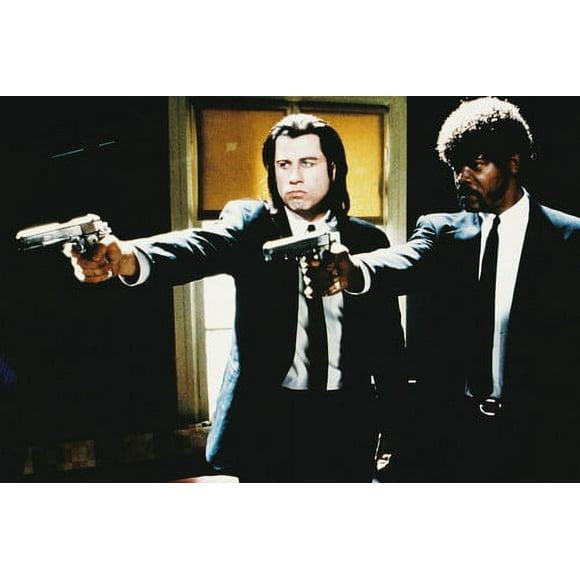 Pulp Fiction John Travolta Samuel L Jackson 24X36 Poster classic pointing guns