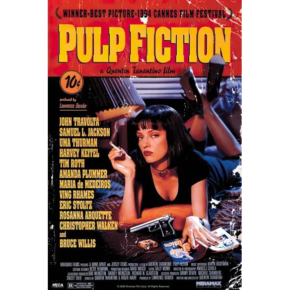 Pulp Fiction - Movie Poster (Regular - Mia Wallace On Bed) UNFRAMED PAPER POSTER, Home Decor