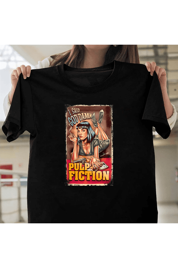 Pulp Fiction Tote Bag Classic Tarantino Cult Crime Movie Vibe Uma Thurman Art V61613 Unisex T-Shirt, Size Up to 5XL