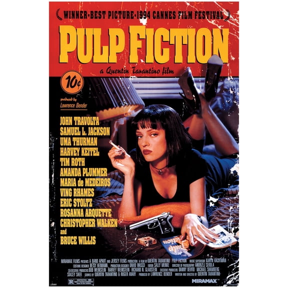 Pyramid America: Pulp Fiction: Uma Thurman - 24x36 Poster Print - Cult Classic Movie Artwork, Iconic Licensed Wall Decor, 90's Cinema Fan Collectible